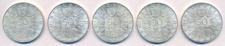Ausztria 1965. 50Sch Ag "600 éves a Bécsi Egyetem" (5x) T:1-,2 
Austria 1965. 50 Schillin...