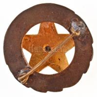 ~1970-1980. "A Bányászat Kiváló Dolgozója" zománcozott fém jelvény (28mm) T:2 javított tű