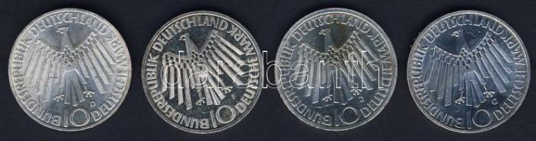 NSZK 1972. 10M Ag (4x) "Olimpia-Spirál-München" komplett verdejel-sor T:BU