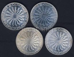 NSZK 1972. 10M Ag (4x) "Olimpia-Spirál-Németország" komplett verdejel-sor T:BU