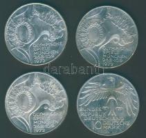 NSZK 1972. 10M Ag (4x) "Olimpia-Stadion" komplett verdejel-sor T:BU