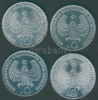 NSZK 1972. 10M Ag (4x) "Olimpia-Láng" komplett verdejel-sor T:BU