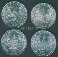 NSZK 1972. 10M Ag (4x) "Olimpia-Láng" komplett verdejel-sor T:BU