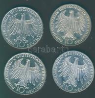 NSZK 1972. 10M Ag (4x) "Olimpia-Sportolók" komplett verdejel-sor T:BU