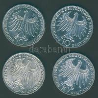 NSZK 1972. 10M Ag (4x) "Olimpia-Sportolók" komplett verdejel-sor T:BU