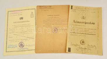 1940-1944 3 db származási igazolvány + 1 db belépési nyilatkozat