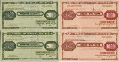 Lengyelország 1989. 1000Zl (2x) sorszámkövető + 2000Zl (2x) sorszámkövető Lengyel Nemzeti Bank utazási csekk T:II Poland 1989. 1000 Zlotych (2x) sequential serials + 2000 Zlotych (2x) sequential serials Narodowy Bank Polski travellers cheque C:XF