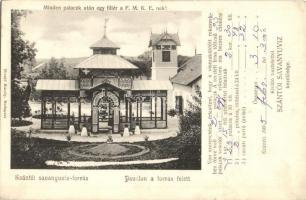 1905 Szántó, Santovka; Szántói savanyúvíz forrás, Pavilon a forrás felett. Divald Károly kiadása. Minden palack után 1 fillér a Felvidéki Magyar Közművelődési Egyesületnek (FMKE) / mineral water spring, pavilion (EK)