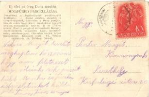 Dunafüred, Strand élet, fürdőzők + hátoldalon parcellázás reklámja (EK)