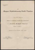 1954 Szocialista Munkáért Érdemrend adományozó oklevele, rajta Dobi István államfő, az Elnöki Tanács elnökének aláírásával