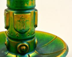 Zsolnay budavári díszkút, eozin mázas, jelzett, apró kopásokkal, 17,5 cm