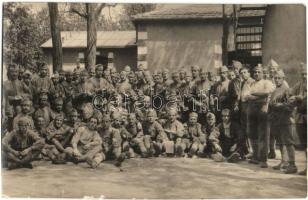 WWI French soldiers group photo - 4 postcards, mixed condition