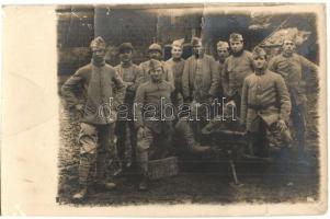 WWI French soldiers group photo - 4 postcards, mixed condition