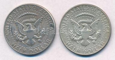 Amerikai Egyesült Államok 1966-1967. 1/2$ Ag "Kennedy" (2x) T:2 
USA 1966-1967. 1/2 Dolla...
