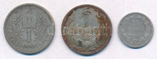 3db-os vegyes magyar és külföldi rossz tartású, sérült ezüstpénz tétel, közte Finnország 1894L 25p A...