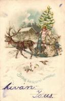 Boldog karácsonyi ünnepeket! / Christmas greeting postcard, litho