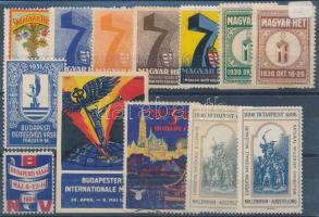 13 db kiállítási levélzáró bélyeg stecklapon