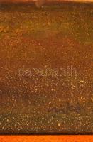 Csikós András (1947-2006): Tanya, olaj, farost, jelzett, keretben, 41,5×67,5 cm