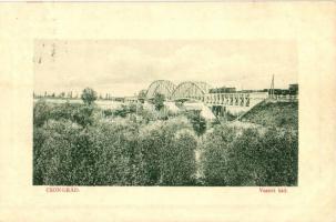 Csongrád, Vasúti híd, gőzmozdony, vagonok. W. L. Bp. 1302.