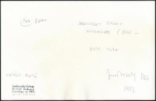 1983 Jankovszky György(1946-): New York, Brooklyn híd, feliratozva, aláírt, pecséttel jelzett, 15×23...