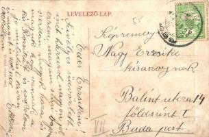 Adony, Hajóállomás, kerékpáros, DDSG uszály. W. L. (?) 699. (EK)