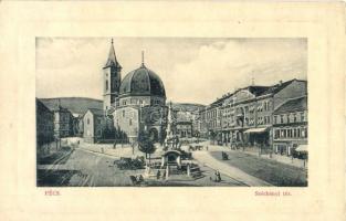 Pécs, Széchenyi tér, Dzsámi, Szentháromság szobor, üzletek. W. L. Bp. 6819.  (ázott / wet damage)