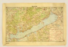 1942 A M. Kir Balatoni Intéző Bizottság által kiadott Balaton térkép magyarázattal. 42x31 cm