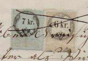 1861 Okmány 6 és 7kr illetékbélyeggel