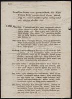 1836 Sobri Jóska betyár és 15 társának körözvénye személyleírásukkal. 3 magyarul nyomtatott oldalon