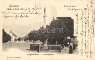 1902 Morvaszentjános, Sankt Johann an der March, Moravsky Sväty Ján; Templom utca, Római katolikus templom / Kirchengasse / Church street, Catholic church (EK)