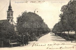 1905 Nagyvárad, Oradea; Ezredévi emléktér, templom, kiadja Helyfi László / square, church (fa)