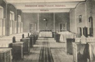 Temesvár, Timisoara; Józsefváros, Iskolanővérek zárdája, háló terem, belső / girl school, nunnery, sleeping room, interior