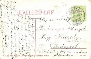 Ruttka, Vrútky; Evangélikus templom, hintó. W. L. Bp. 5866. Kiadja a Felvidéki Magyarság nyomdája / ...