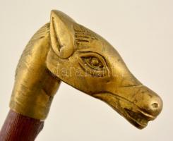 Fa sétabot lófejes réz markolattal, m: 87 cm