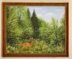 Kern jelzéssel: Őzike, olaj, vászon, fa keretben, 38,5×48,5 cm
