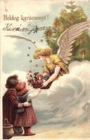 1902 Boldog karácsonyt! / Christmas greeting, angel, litho, Emb. (EK)