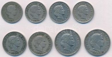 Svájc 1884-1944. 5r Cu-Ni (4xklf) + 10r Cu-Ni (2xklf) + 20r Cu-Ni (2xklf) T:2,2-
Switzerland 1884-1...
