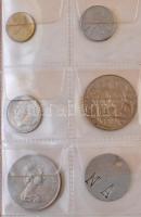 48db-os vegyes érme, érem és jelvény tétel albumba rendezve, közte Ausztria 1841A 20kr Ag "V. F...