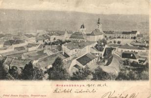 1905 Breznóbánya, Brezno nad Hronom; látkép, templomok. Fried Ármin kiadása / general view, churches (fl)