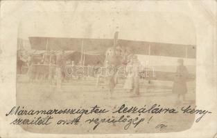 1917 Máramarossziget, Sighetu Marmatiei; Leszállásra kényszerített orosz repülőgép / captured WWI Russian aircraft, photo (EK)