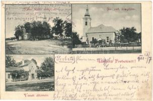 1901 Perbete, Pribeta; Római katolikus templom, Református templom, Vasútállomás / Catholic church, Calvinist church, railway station (EK)