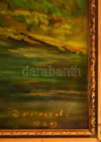 Berend Ilona (1902-?): Nagybányai táj, pasztell, papír, jelzett, foltos, üvegezett fa keretben, 37,5...