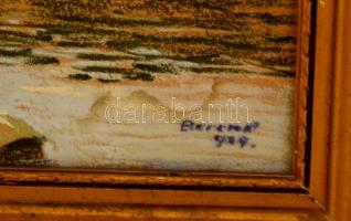 Berend Ilona (1902-?): Nagybányai táj, pasztell, papír, jelzett, kissé foltos, üvegezett fa keretben...