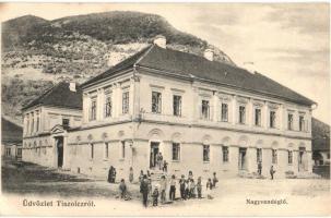 Tiszolc, Tisovec; Nagyvendéglő, étterem. Kiadja Morvay Sámuel / restaurant, street view (EK)