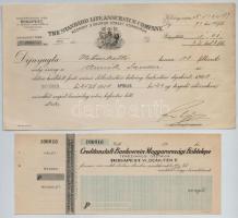 ~1910-1940. 6db-os csekk és díjkötelezvény tétel, egy kivételével mind kitöltött, néhányon bélyegzés...