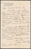 1932 Bp., Dr. Magyary-Kassa Gyula (18651944) gyógyszerész, egyetemi tanár, MTA-tag saját kézzel írt és aláírt levele