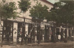 Zsombolya, Hatzfeld, Jimbolia; Kohl János féle ház, Kohl János, Hummel Albert üzlete és kirakata. Kohl János saját kiadása / shops, publishers shop front (EK)