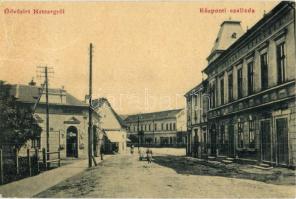 Hátszeg, Wallenthal, Hateg; Központi szálloda, B. Popovits üzlete. W. L. 1713. / hotel, shops (fa)