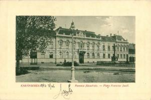 Karánsebes, Caransebes; Ferenc József tér. W. L. Bp. 6770. / Piata Francise Josif / Franz Joseph square