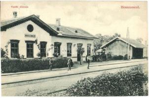 Hosszúmező, Langenfeld, Dolho Pole, Campulung la Tisa; Vasútállomás, létra. Kiadja Kaufmann Ábrahám és fiai / railway station, ladder